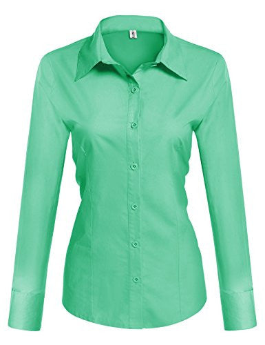 HOTOUCH Womens long Sleeve Button Down Shirt with Stretch