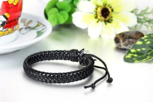 Men's Women's Wrap Braided Leather Bracelet Cuff Bangle Adjustable Wristband