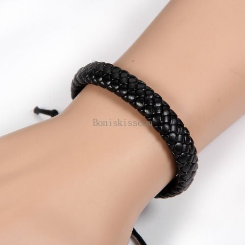 Men's Women's Wrap Braided Leather Bracelet Cuff Bangle Adjustable Wristband