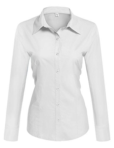 HOTOUCH Womens long Sleeve Button Down Shirt with Stretch