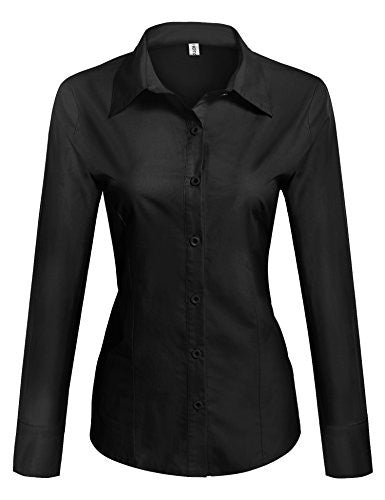 HOTOUCH Womens long Sleeve Button Down Shirt with Stretch