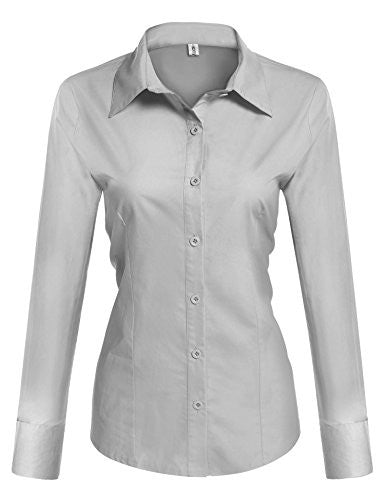 HOTOUCH Womens long Sleeve Button Down Shirt with Stretch