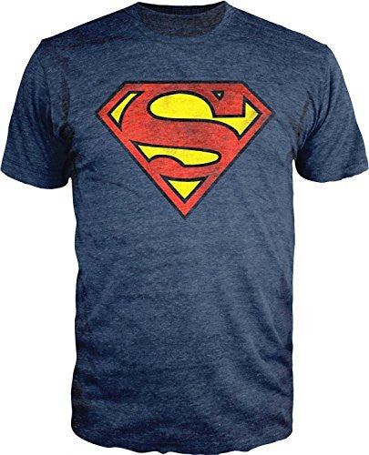 Superman Logo Shield Heathered Navy Slim-Fit T-Shirt